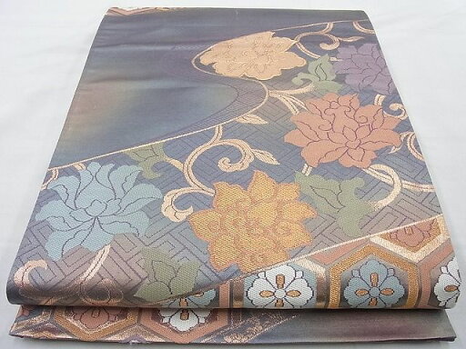 平和屋着物◎六通柄袋帯 唐織 流水花文 金糸 引箔 逸品 BAAH2342cm 平和屋着物◎六通柄袋帯 唐織 流水花文 金糸 引箔 逸品 BAAH2342cm