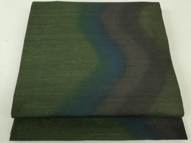 平和屋着物●両方向　両面全通柄袋帯　紬地　流水文　正絹　逸品　DAAT0162ob