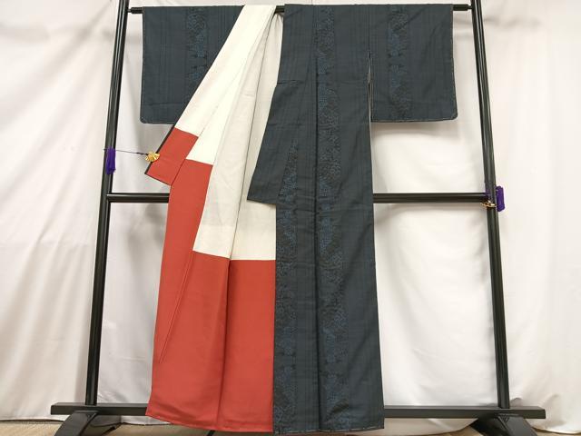 平和屋着物■本場大島紬　7マルキ　風景花文　正絹　逸品　AABA3213oa