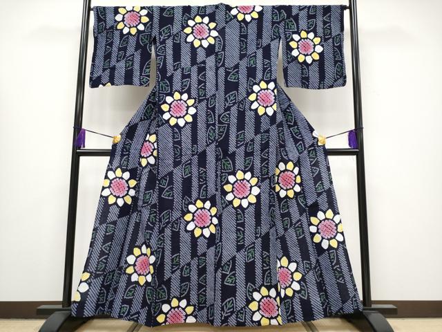 平和屋本店■極上　夏物　浴衣　有松鳴海絞り　草花文　綿　逸品　未使用　CYAA1284s5