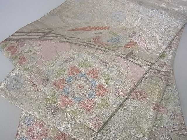 平和屋着物■佐賀錦 六通柄袋帯 九百錦 鳳凰吉祥花文 銀糸 逸品 ar5559