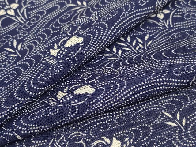 平和屋着物＊夏物 小紋 絽 流水草花文 正絹 逸品 AABC1851jd