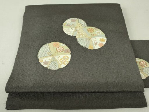 平和屋着物●九寸名古屋帯 花鞠文 金彩 鬼しぼ縮緬 正絹 逸品 DAAT0186ob 平和屋着物●九寸名古屋帯 花鞠文 金彩 鬼しぼ縮緬 正絹 逸品 DAAT0186ob