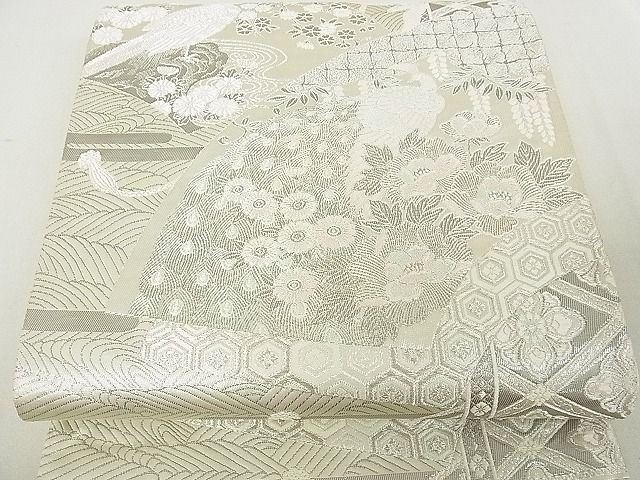 平和屋着物◎六通柄袋帯 染錦桃山扇面文 プラチナ箔 逸品 DAAD3310sf