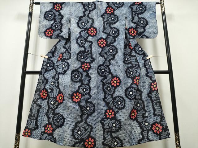 平和屋着物∴夏物　浴衣　有松鳴海絞り　菊文　綿　逸品　CABA0405ng