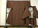 平和屋着物●男性 紬 アンサンブル 茶褐色 キングサイズ 正絹 逸品 未使用 DAAU0666tw