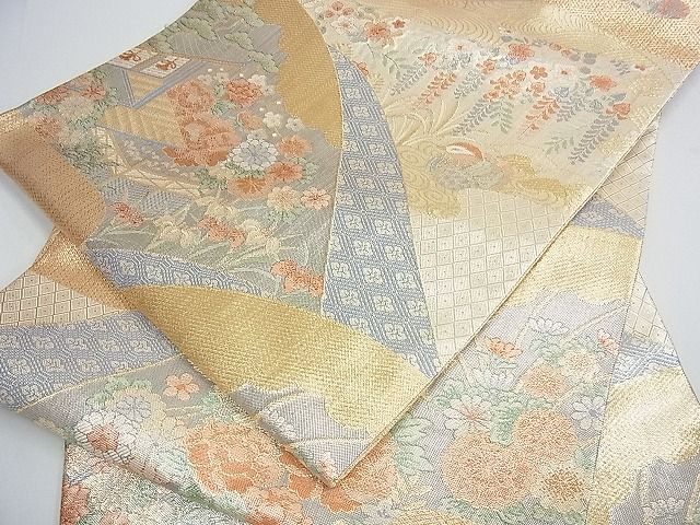 平和屋着物■宝琳本佐賀錦 六通柄袋帯 九百錦;吉祥風景花鳥文 金糸 逸品 tw3914