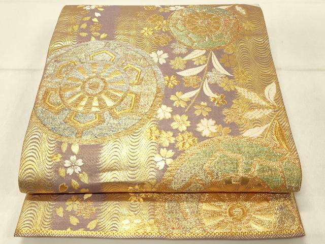 Rakuten - 平和屋着物◎六通柄袋帯 片輪車花文 金銀糸 正絹 逸品 DABF6766qp