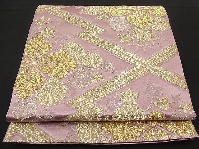 平和屋着物■六通柄袋帯　松皮菱花文　金糸　逸品　n-wb1898