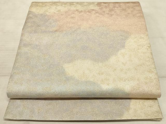 平和屋着物◎全通柄袋帯 霞文 金糸 正絹 逸品 AAAO5722sx