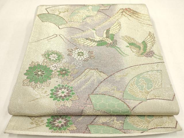 乐天商城 - 平和屋着物▼六通柄袋帯　地紙飛鶴花文　金糸　正絹　逸品　AABD8218wj