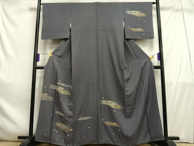 平和屋着物■訪問着 刺繍 草葉文 金彩 金糸 正絹 逸品 AABD9055oa