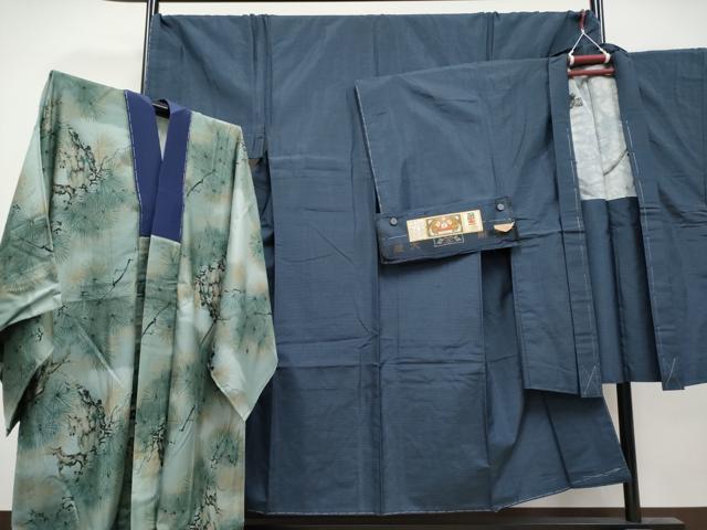 平和屋着物●極上 男性 本場大島紬 アンサンブル・長襦袢セット キングサイズ 逸品 未使用 CYAA4128s6