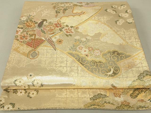 平和屋着物◎佐賀錦　六通柄袋帯　蒔絵花鳥文　金銀糸　正絹　逸品　DAAL6289fc