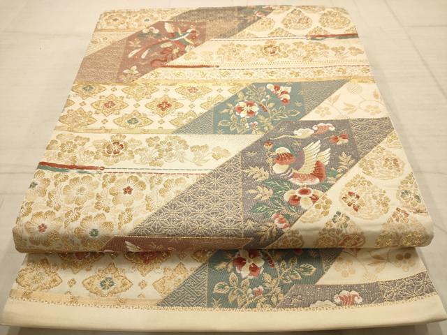 平和屋着物◎六通柄袋帯　唐織　鳳凰花文　金糸　正絹　逸品　AABC1677dt