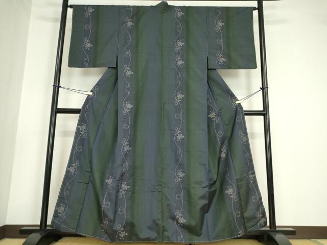 Full-Length Under-Kimono - 平和屋着物●本場大島紬　9マルキ　花唐草文　やまと誂製　正絹　逸品　未使用　DABA4708az