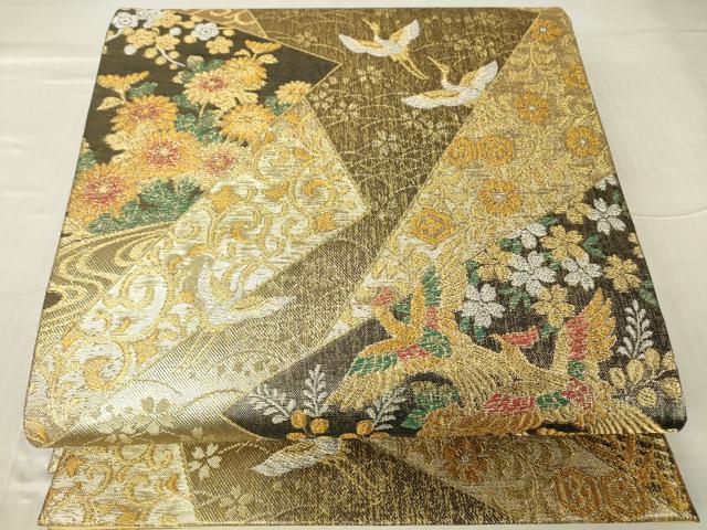 平和屋着物▼六通柄袋帯　古都の調　金銀糸　正絹　逸品　DABC3148az