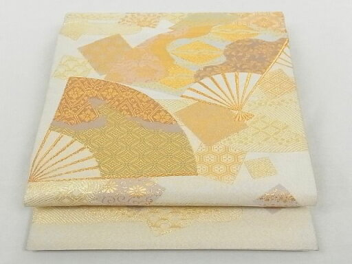 平和屋着物◎綴れ 太鼓柄袋帯 扇面花鳥文 金銀糸 正絹 逸品 AAAG9246Bfw 平和屋着物◎綴れ 太鼓柄袋帯 扇面花鳥文 金銀糸 正絹 逸品 AAAG9246Bfw