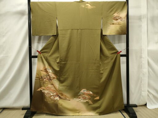 平和屋着物■訪問着 遠山エ霞地紙重ね草花文 暈し染め 金彩 正絹 逸品 CAAR8677in 平和屋着物■訪問着 遠山エ霞地紙重ね草花文 暈し染め 金彩 正絹 逸品 CAAR8677in