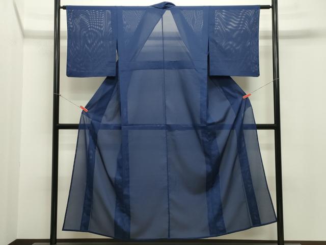 平和屋着物＊夏物　色無地　絽　濃藍色　洗える着物　CAAS1678gh