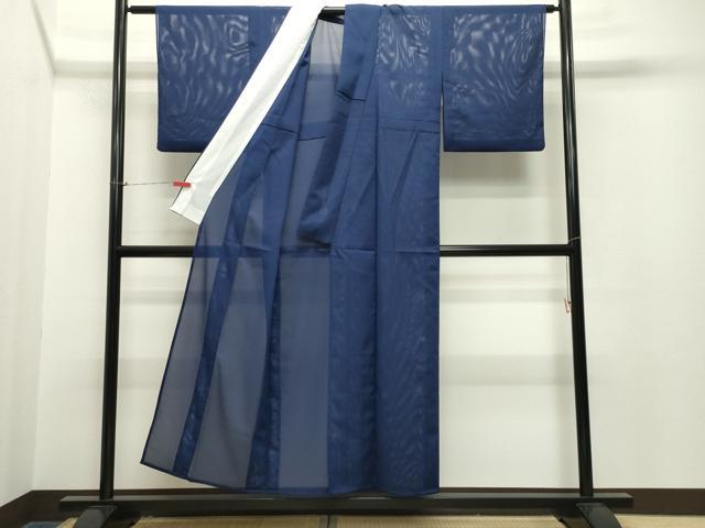 平和屋着物＊夏物　色無地　絽　濃藍色　洗える着物　CAAS1678gh