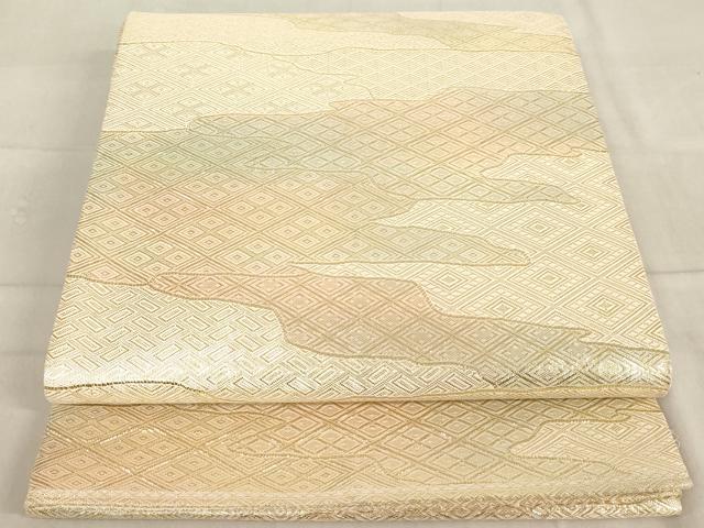 平和屋着物◎佐賀錦　全通柄袋帯　雲取り菱文　金糸　正絹　逸品　AAAL7989ex
