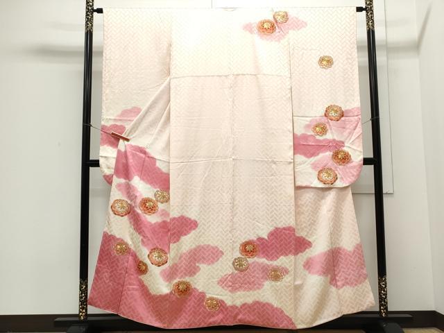 平和屋着物■豪華振袖 総刺繍 駒刺繍 舞花文 暈し染め 金糸 正絹 逸品 CAAX5125th