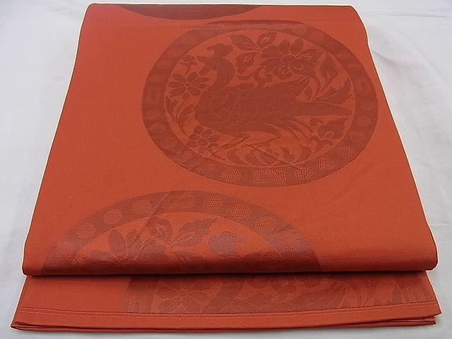平和屋着物■六通柄袋帯 花鳥丸文 逸品 n-cw0429