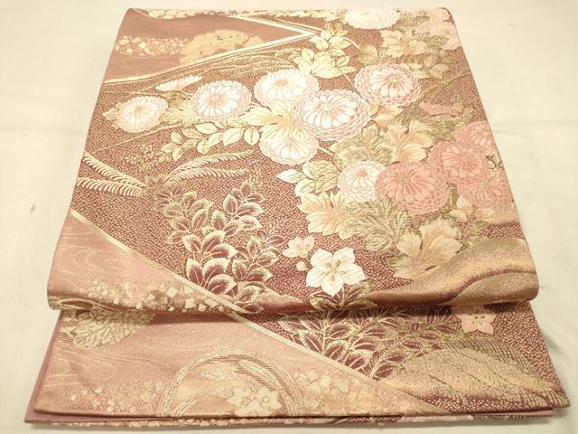 平和屋着物◎六通柄袋帯　唐織　文箱好み　金糸　正絹　逸品　DAAX6014jm