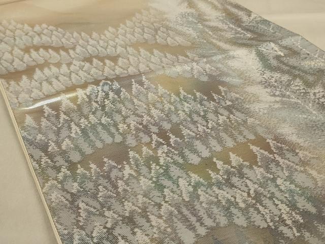 平和屋の平和屋着物◎六通柄袋帯 北山杉 樹林文 銀糸 正絹 逸品 AAAV9503ou｜アングル2