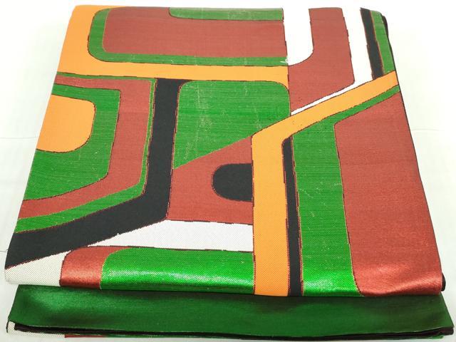 平和屋着物◎西陣　六通柄袋帯　幾何学文　正絹　逸品　DABA3517qa