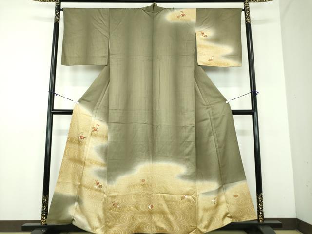 平和屋着物●訪問着　流水花文　暈し染め　金彩　工芸染織小いけ謹製　正絹　逸品　DABD1223ps