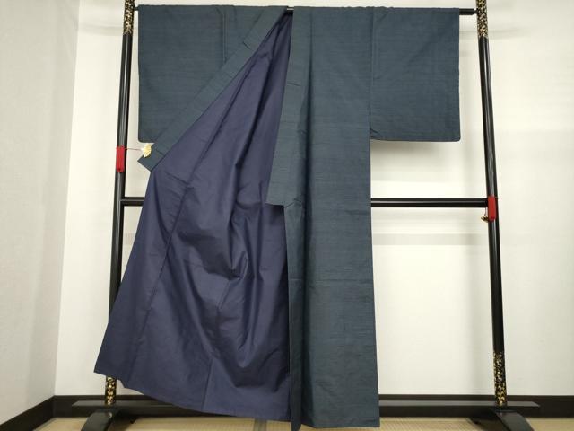 平和屋着物●男性　本場大島紬　アンサンブル　変わり格子　正絹　逸品　AABA3335ck