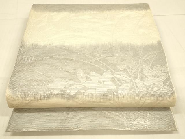 乐天商城 - 平和屋着物＊夏物　六通柄袋帯　草花文　銀糸　正絹　逸品　DAAR6875cm