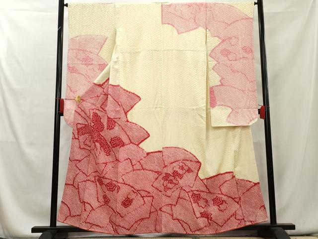 平和屋着物■豪華振袖 絞り 地紙花文 正絹 逸品 AAAY5398cs