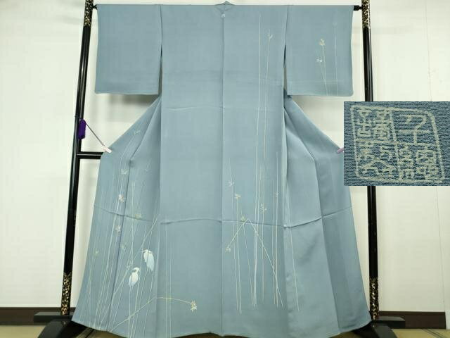 Rakuten - 平和屋本店▽極上　創業460年・千總　訪問着　単衣　白鷺　シロサギ　銀彩　高島屋扱い　反端付き　逸品　DZAB7046kh6