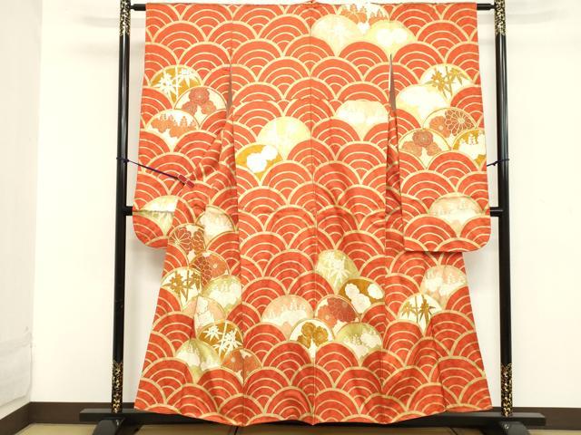 平和屋着物■豪華振袖 駒刺繍 青海波花文 金彩 正絹 逸品 DAAZ8351cd