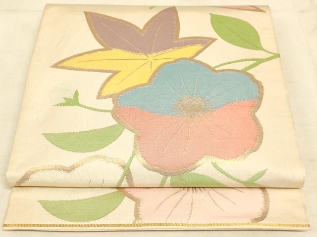 平和屋着物◎六通柄　本袋帯　銀河錦　草花文　正絹　逸品　AAAM3338sx
