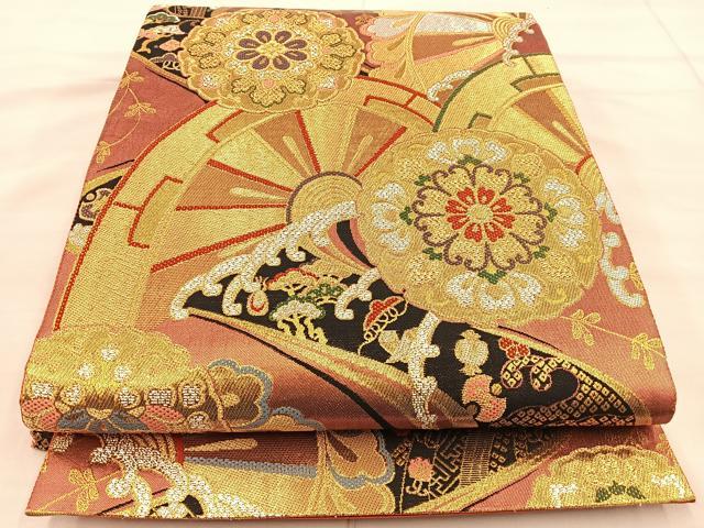 平和屋着物◎六通柄袋帯　雪輪正倉院花文　金銀糸　正絹　逸品　BAAT1824if