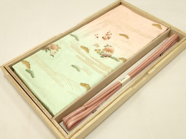 平和屋本店●和装小物　帯締め・帯揚げセット　雪輪花文　暈し染め　金糸　金彩　逸品　未使用　AABC276..