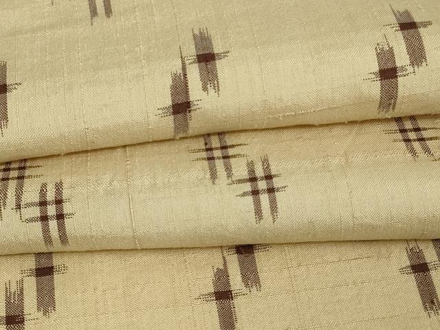 平和屋着物▽上質な紬　単衣　絣文様　正絹　逸品　DAAW9196sf