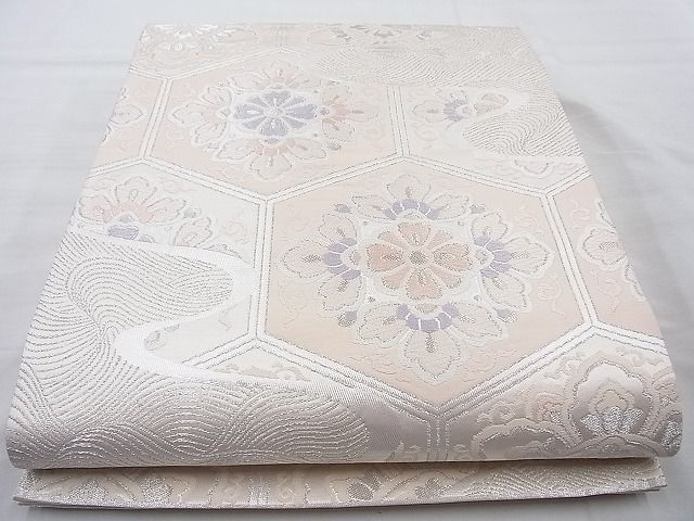 平和屋着物◎六通柄袋帯 唐織 粋秀亀甲 銀糸 逸品 BAAI4075cm