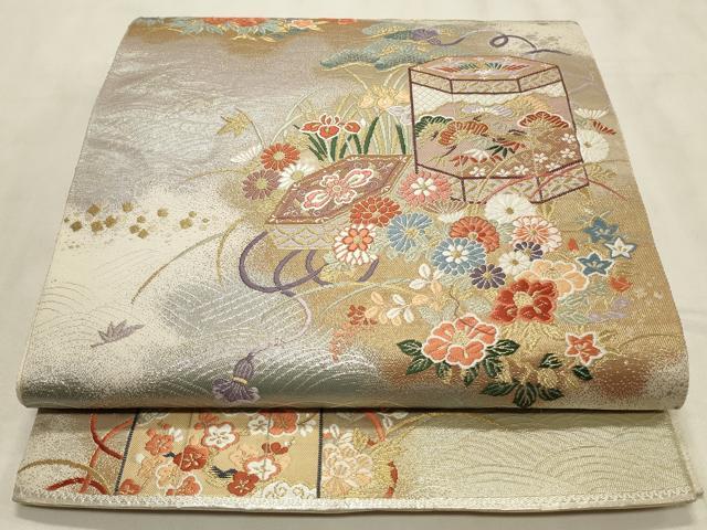 Other - 平和屋着物◎六通柄袋帯　唐織　金銀糸　正絹　逸品　CABD2256qe