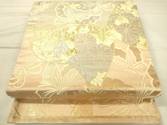 平和屋着物◎六通柄袋帯 花蝶文 金銀糸 逸品 DAAI3935tw