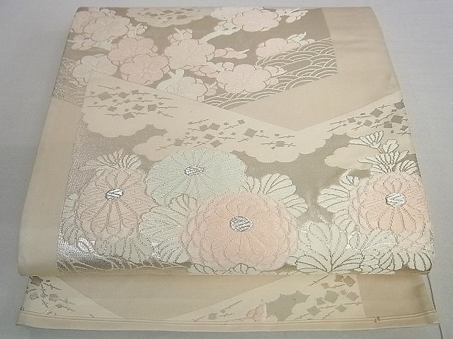 平和屋着物■六通柄袋帯 唐織 草花文 銀糸 逸品 DAAB1071jm