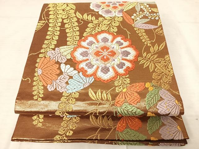 平和屋着物◎六通柄袋帯　唐織　正倉院花文　金糸　正絹　逸品　AAAS9770yx