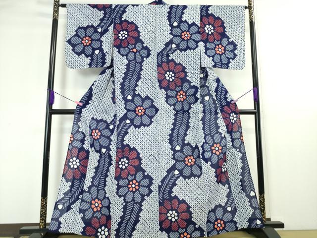 平和屋本店■極上 夏物 浴衣 有松鳴海絞り 草花文 綿 逸品 未使用 DZAA4468kh5
