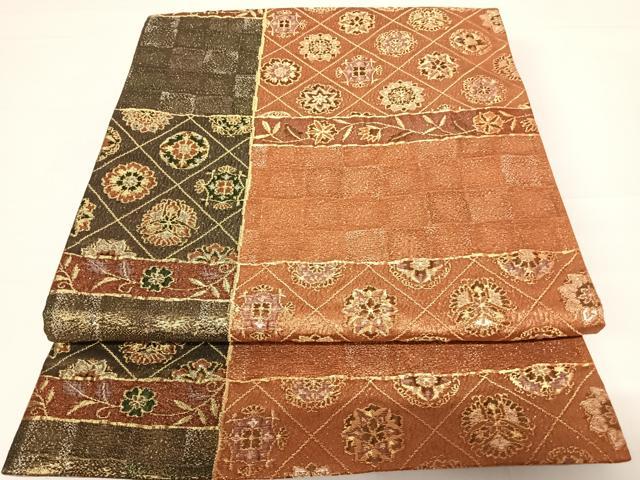 平和屋着物◎六通柄袋帯　天平飛鳥纐纈　金銀糸　正絹　逸品　AABC2365yx