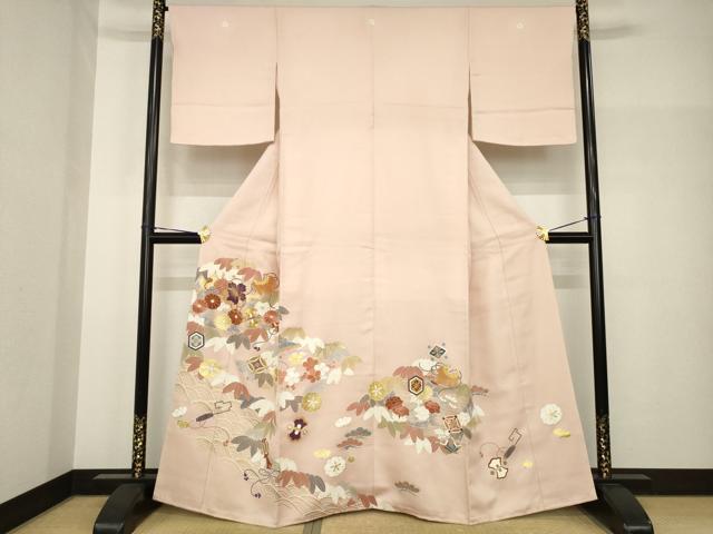 平和屋着物●創業460年・千總　色留袖　駒刺繍　宝尽くし　金彩　正絹　逸品　AABH8416ck
