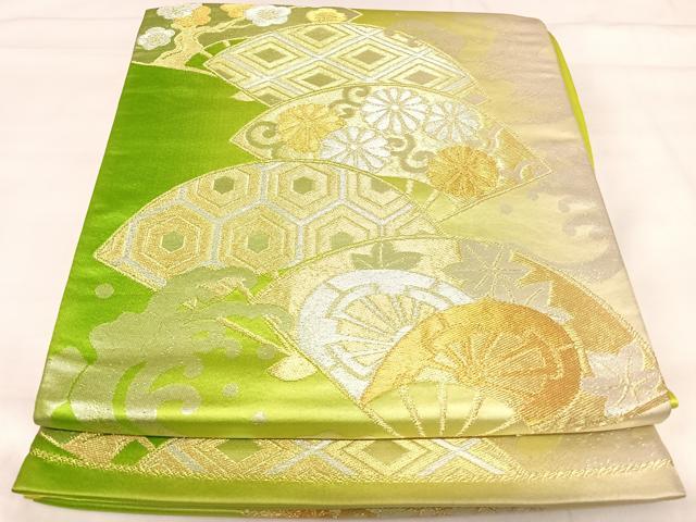 Rakuten - 平和屋着物◎六通柄袋帯　扇面花文　金銀糸　正絹　逸品　AABI5395yx